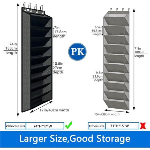 Over Door Shoe Organizer 10 Tier Large Capacity Closet Rack Storage 20 30 Pairs - Picture 2 of 7